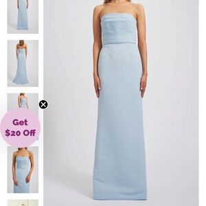 Amsale Light Blue Strapless Maxi Dress